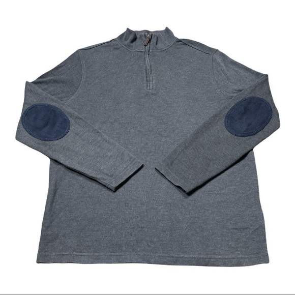 Banana Republic Pullover Mens Large L Gray 1/4 Zip Long Sleeve Mock Neck Sweater - Picture 2 of 4